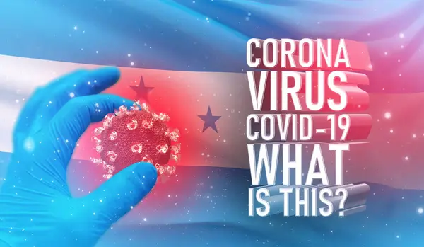 Coronavirus COVID-19, Frequently Asked Question - What Is It text, medical concept with flag of Honduras. Pandemic 3D illustration. — Stock Photo, Image