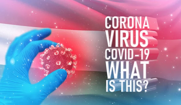 Coronavirus COVID-19, Часте питання - що це текст, медична концепція з прапором Угорщини. Pandemic 3D illustration. — стокове фото