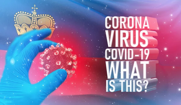 Coronavirus COVID-19, Frequently Asked Question - What Is It text, medical concept with flag of Liechtenstein. Pandemic 3D illustration. — Stock Photo, Image