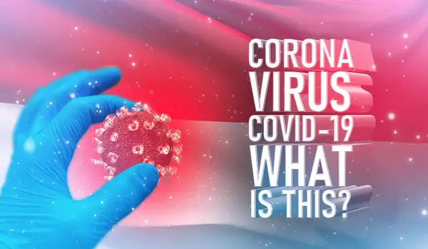 Coronavirus COVID-19, Frequently Asked Question - What Is It text, medical concept with flag of Monaco. Pandemic 3D illustration. — Stock Photo, Image