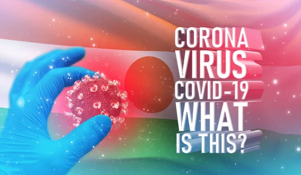 Coronavirus COVID-19, Frequently Asked Question - What Is It text, concetto medico con bandiera del Niger. Illustrazione 3D pandemica . — Foto Stock