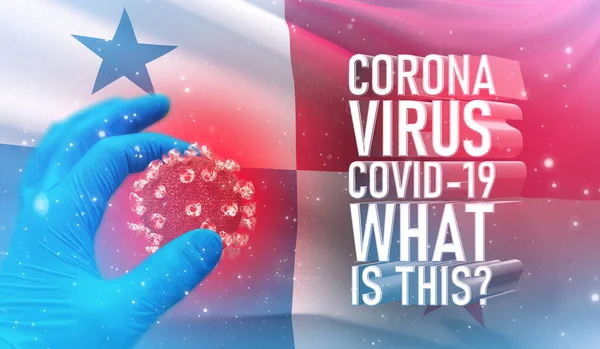 Coronavirus COVID-19, Frequently Asked Question - What Is It text, medical concept with flag of Panama. Pandemic 3D illustration.