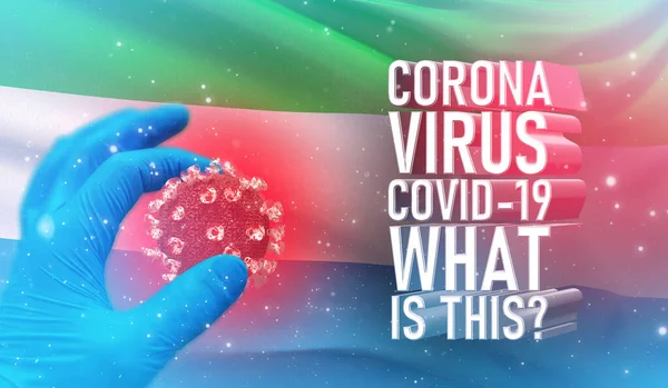 Coronavirus COVID-19, Часте питання - що це текст, медична концепція з прапором Сьєрра-Леоне. Pandemic 3D illustration. — стокове фото
