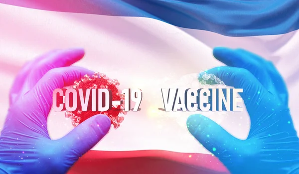 COVID-19 - медична концепція вакцини з прапором Криму. Pandemic 3D illustration. — стокове фото