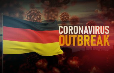 Coronavirus COVID-19 Almanya bayrağı salgını. Salgın 3 boyutlu illüstrasyon.