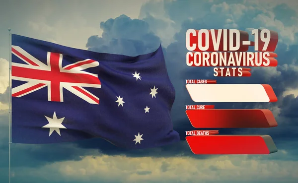 COVID-19 Coronavirus 2019-nCov Statistics Update - table letter typography copy space concept with flag of Australia. 3D illustration. — Stock Photo, Image