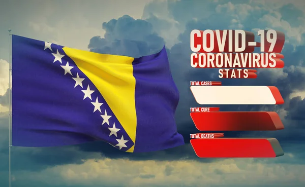COVID-19 Coronavirus 2019-nCov Statistics Update - table letter typography copy space concept with flag of Bosnia and Hercegovina. 3D illustration. — Stock Photo, Image