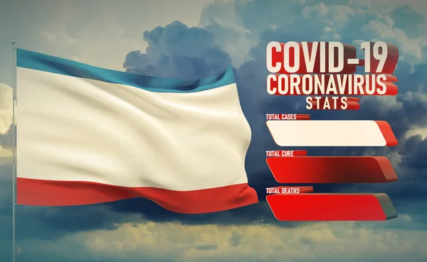COVID-19 Coronavirus 2019-nCov Statistics Update - table letter typography copy space concept with flag of Crimea. 3D illustration. — Stock Photo, Image