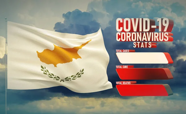 COVID-19 Coronavirus 2019-nCov Statistics Update - table letter typography copy space concept with flag of Cyprus. 3D illustration. — Stock Photo, Image