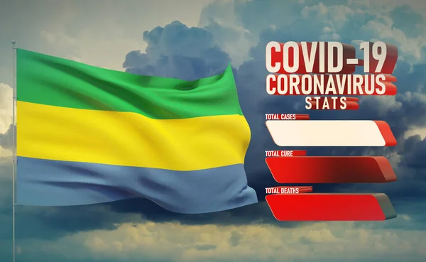 COVID-19 Coronavirus 2019-nCov Statistics Update - table letter typography copy space concept with flag of Gabon. 3D illustration. — Stock Photo, Image