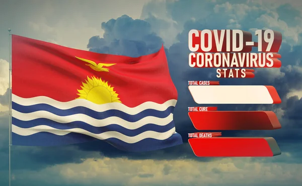 COVID-19 Coronavirus 2019-nCov Statistics Update - table letter typography copy space concept with flag of Kiribati. 3D illustration. — Stock Photo, Image