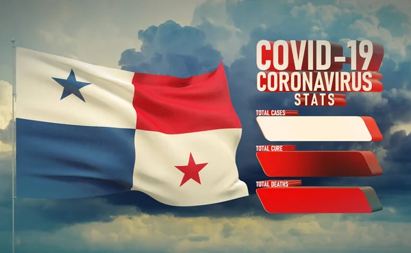 COVID-19 Coronavirus 2019-nCov Statistics Update - table letter typography copy space concept with flag of Panama. 3D illustration. — Stock Photo, Image