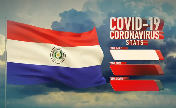 COVID-19 Coronavirus 2019-nCov Statistics Update - table letter typography copy space concept with flag of Paraguay. 3D illustration. — Stock Photo, Image