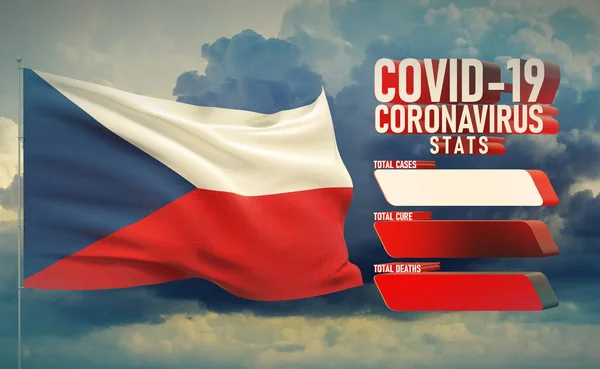 COVID-19 Coronavirus 2019-nCov Statistics Update - table letter typography copy space concept with flag of Czech Republic. 3D illustration. — Stock Photo, Image