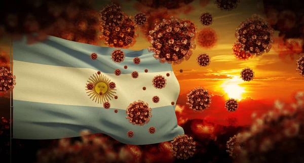 COVID-19 Coronavirus 2019-nCov conceito conceito de bloqueio surto de vírus com bandeira da Argentina. Ilustração 3D . — Fotografia de Stock