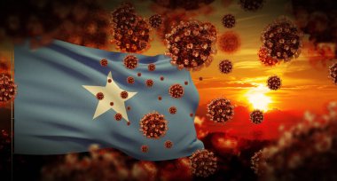 COVID-19 Coronavirus 2019-nCov virüs salgını Somali bayrağı ile kilitlenme kavramı. 3B illüstrasyon.