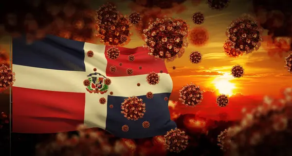 COVID-19 Coronavirus 2019-nCov Virus Ausbruch Lockdown Konzept Konzept mit Flagge der Dominikanischen Republik. 3D-Illustration. — Stockfoto