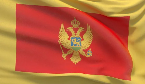 Ondeando la bandera nacional de Montenegro. Ondulado muy detallado primer plano 3D render . —  Fotos de Stock