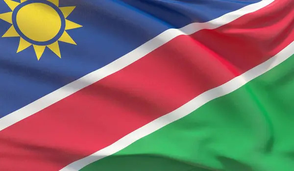 Waving national flag of Namibia. Waved highly detailed close-up 3D render. — Stock Photo, Image