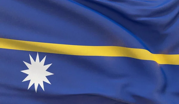 Acenando bandeira nacional de Nauru. Ondulado altamente detalhado close-up 3D render . — Fotografia de Stock