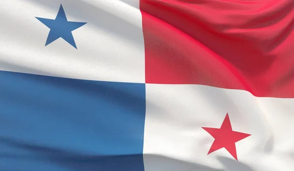 Κυματίζει την εθνική σημαία του Παναμά. Κυματοειδές εξαιρετικά λεπτομερές κοντινό 3D render. — Φωτογραφία Αρχείου