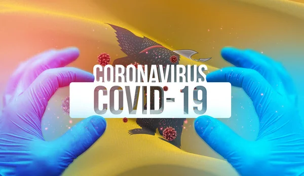 Хвороба Коронавірусу COVID-19 у Росії, концепцію прапора - прапор Ярославської області. Коронавірус в Росії Концепція 3D ілюстрація. — стокове фото