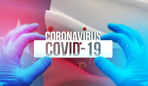 パンデミックの医学的概念コロナウイルスCOVID-19は米国の国旗を振って発生した。テキサス州旗3Dイラスト. — ストック写真