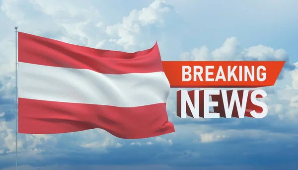 Últimas noticias. Noticias del mundo con backgorund ondeando bandera nacional de Austria. Ilustración 3D . —  Fotos de Stock