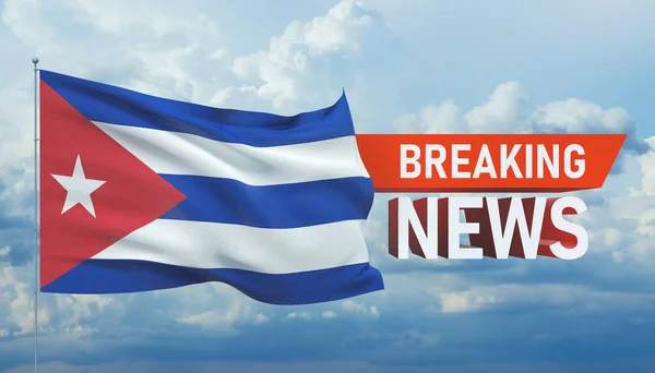 Rendkívüli hírek. Világ hírei, hátborzongató nemzeti zászlóval Kubában. 3D illusztráció. — Stock Fotó