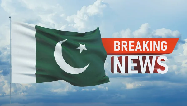 속보입니다. 파키스탄 국기흔들며 세계 뉴스. 3D 삽화. — 스톡 사진