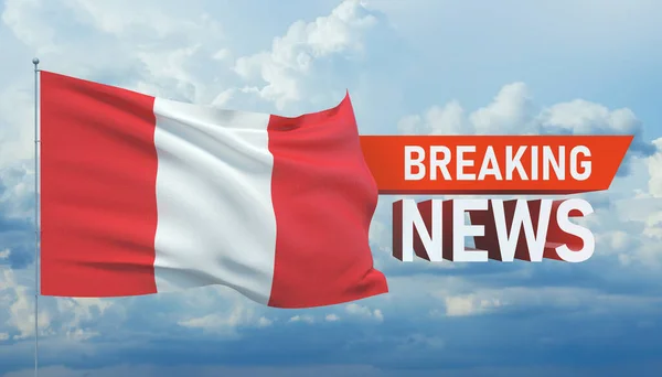 Jag har nyheter. Världsnyheter med backgorund viftande med Perus nationella flagga. 3D-illustration. — Stockfoto