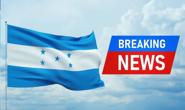 Breaking news. World news with backgorund waving national flag of Honduras. 3D illustration. — Stock Photo, Image