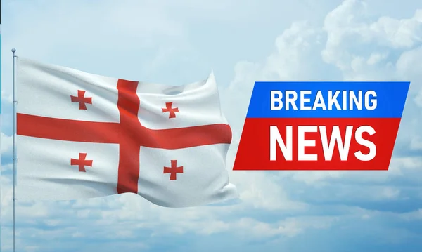 Últimas noticias. Noticias del mundo con backgorund ondeando bandera nacional de Georgia. Ilustración 3D . —  Fotos de Stock