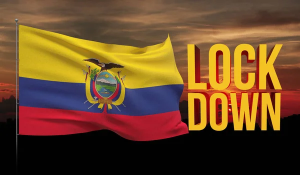 Coronavirus COVID-19 Lockdown-Konzept mit wehender Nationalflagge Ecuadors. 3D-Abbildung zur Pandemie. — Stockfoto