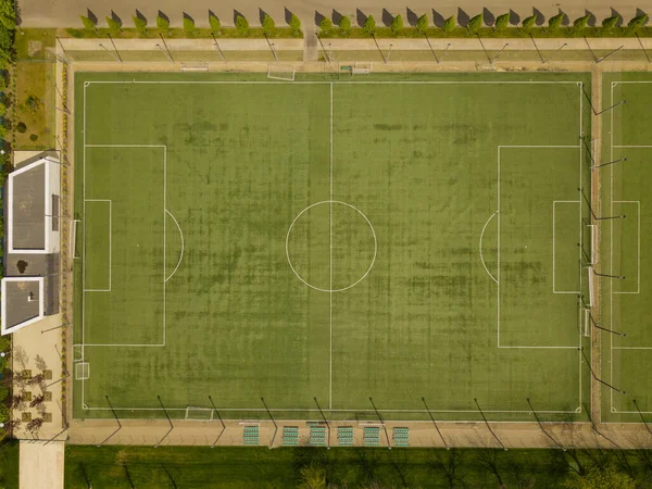 Bovenaanzicht van voetbalveld, voetbalveld — Stockfoto