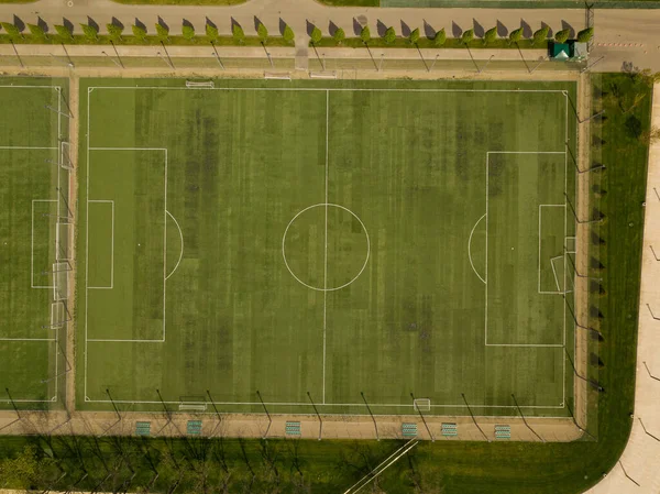 Vista superior del campo de fútbol, campo de fútbol — Foto de Stock