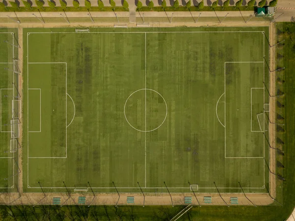 Bovenaanzicht van voetbalveld, voetbalveld — Stockfoto