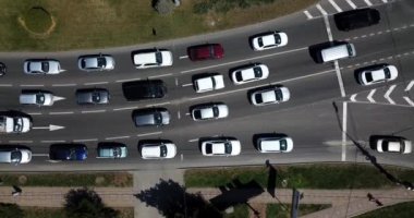 Hava Kent Taşımacılık Koleksiyonu - şehir caddelerinin ve şehir trafiğinin üst görüntüsü