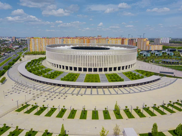 Krasnodar, Rusya - Nisan 2020: FC Krasnodar Stadyumu 'nun hava manzarası