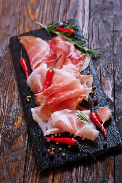 bacon on black board