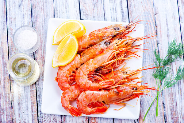 boiled shrimps on plate