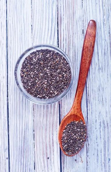 Chia seeds in glass bowl — Stock Photo, Image