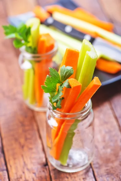 Cutted carrot with celery — Stock Photo, Image
