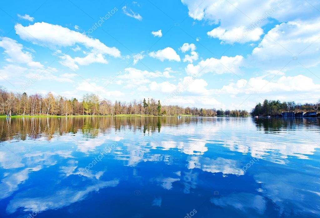 spring river and blue sky