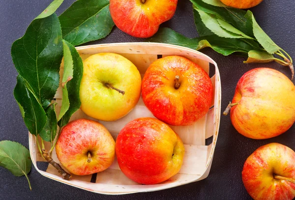 Manzanas frescas en cesta — Foto de Stock