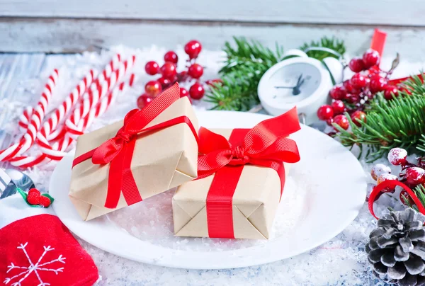 Krabice na dárky vánoční dekorace — Stock fotografie