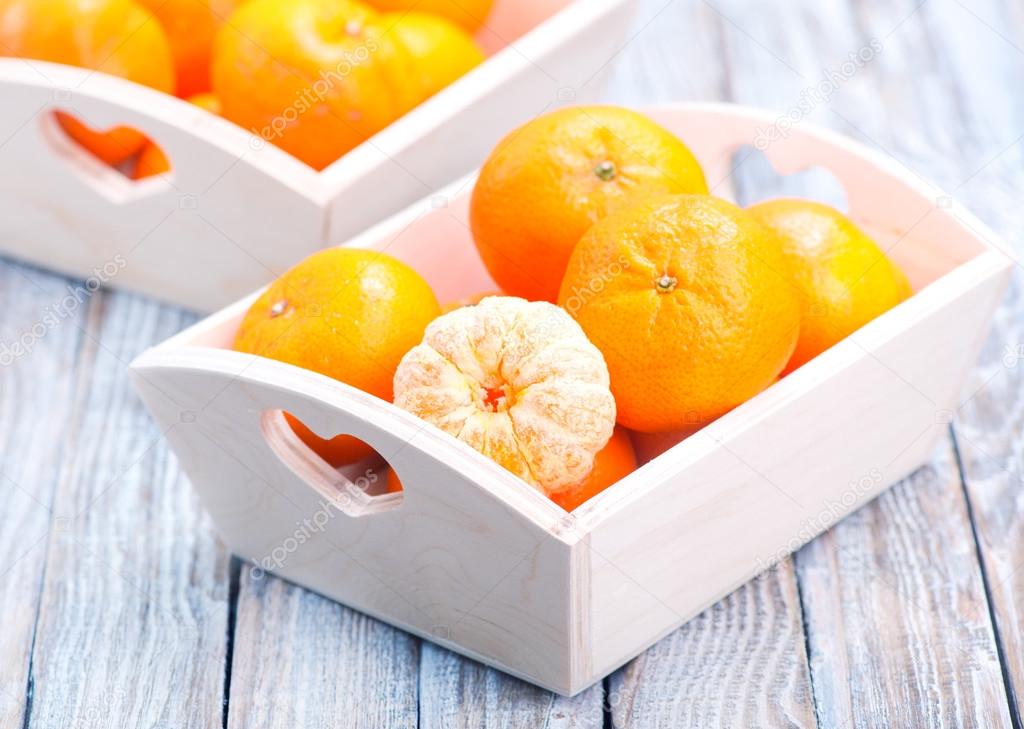 fresh tangerines on trays