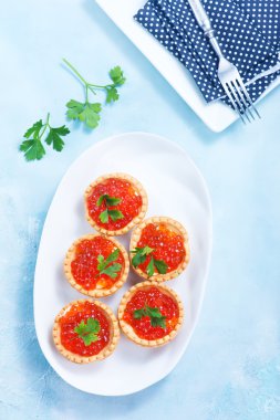 tartlets with salmon caviar