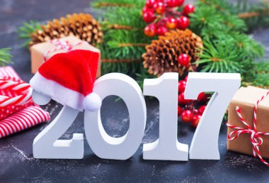 Noel arka plan ile yeni 2017 yılı