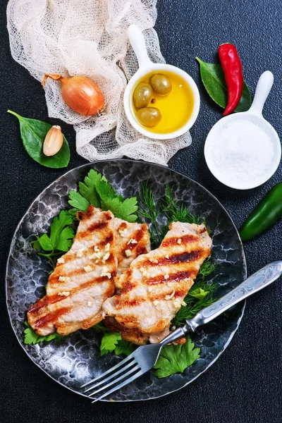 Carne frita na chapa — Fotografia de Stock